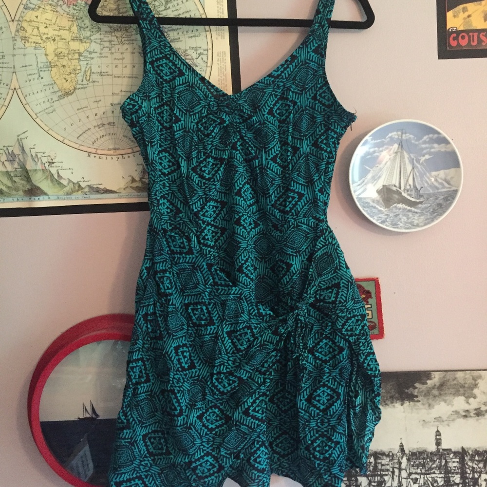 Forever21 Tropical Teal Mini Dress